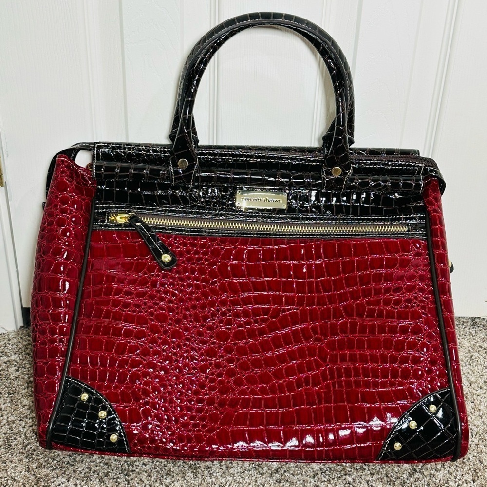 Samantha Brown NEW Red Black Travel Bags 5 piece set Set, passport, makeup bags - Picture 11 of 16